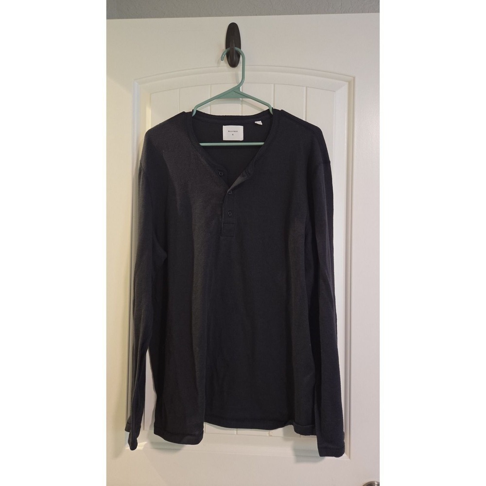 Billy Reid Mens Black Henley
